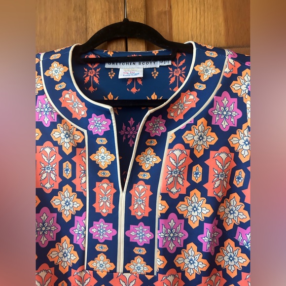 Gretchen Scott Design Women’s Sz S Orange, Pink, & Blue Retro/Mod Inspired Dress - Picture 5 of 16